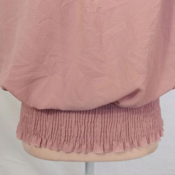 Love J Pink Blush Ruffled Off The Shoulder Smock Hem Blouse 1X - Picture 8 of 17